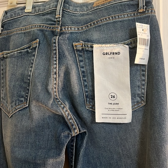 BNWT GRLFRND Joan jeans size 26 cropped flares frayed hem denim wash - Picture 3 of 4